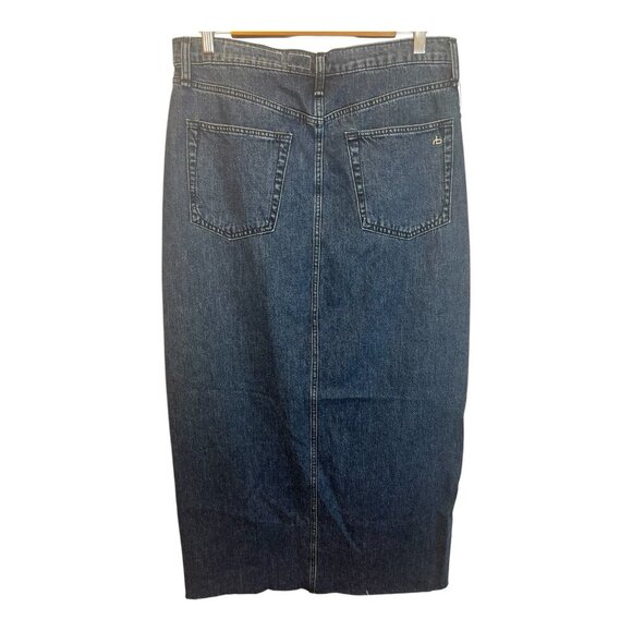 Rag & Bone Avery Maxi Denim Skirt Sz 28 Dark Denim Western Boho Y2K Split Front - Picture 5 of 14